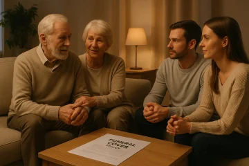 family discussing about funeral cover